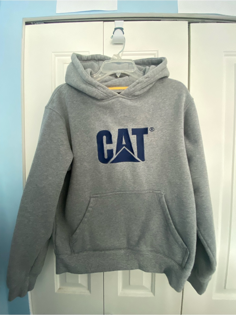 CAT Men's Grey Hooded Sweatshirt with Logo